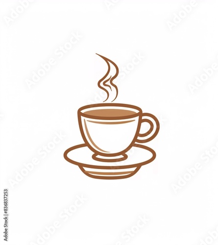 Minimalistic Coffee Cup with Steam Vector Logo Icon