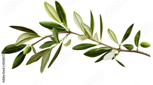 Olive tree branch with leaves isolated on a clear or white background © kinza