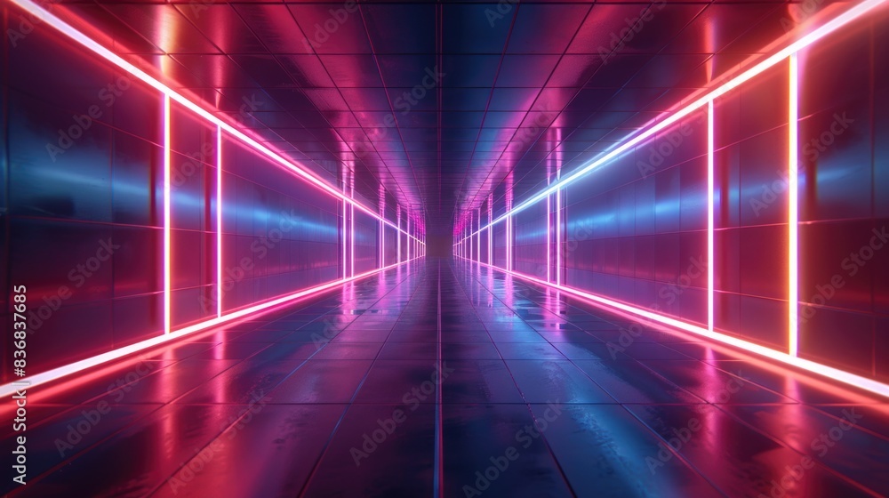 Modern corridor with neon lights Modern corridor with neon lights