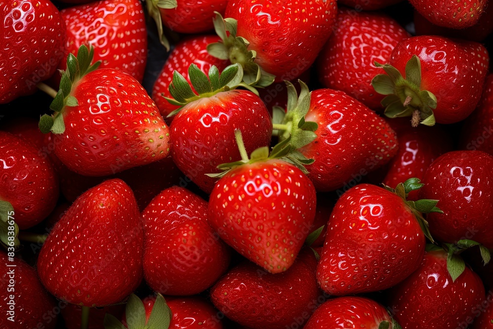 strawberries on wooden background, generative ai
