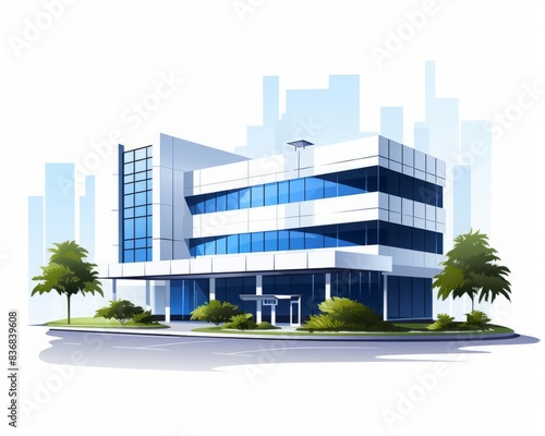 vector illustration style,Modern healthcare facility with innovative design isolate white background