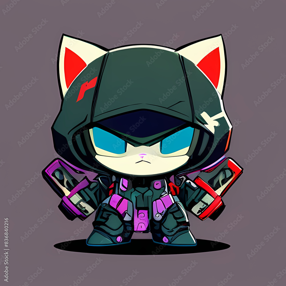 MECHA CAT TECHWEAR CHARACTER ILLUSTRATION MECHA CAT TECHWEAR CHARACTER ILLUSTRATION