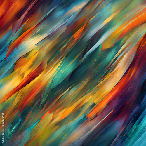 Abstract background featuring swirling amalgamation of vibrant color, texture gradient, juxtaposed shapes creating visual depth