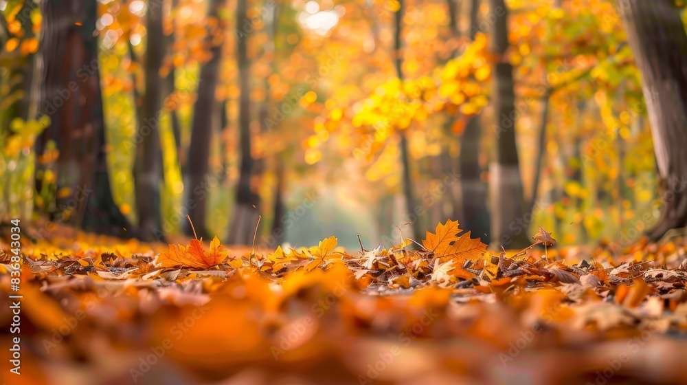 Tranquil Autumn Forest with Space for Text Above Trees Tranquil Autumn Forest with Space for Text Above Trees
