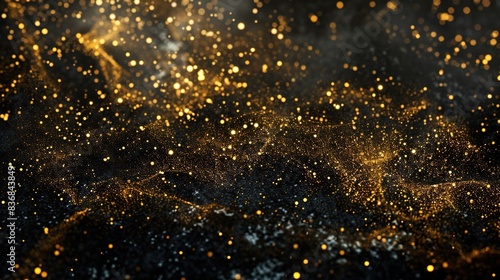 Captivating contrast: Deep black punctuated with glimmering gold flecks