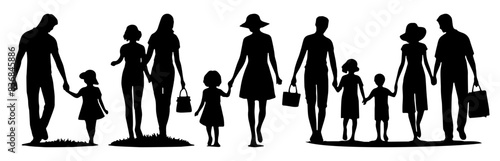 Family Silhouette: Bonding, Togetherness, Love, Parenthood, Flat Vector Illustration