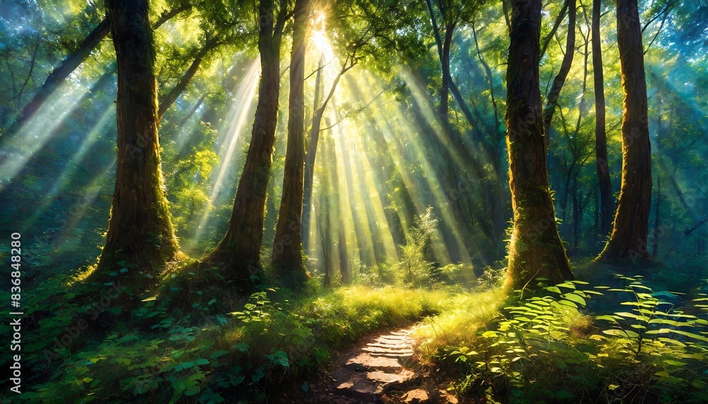 Fototapeta premium sun rays in the forest