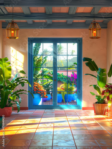 The entrance of the door of the sun -filled room