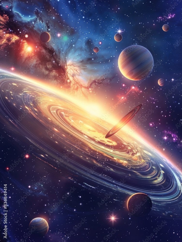 Fototapeta premium Planets and Clock
