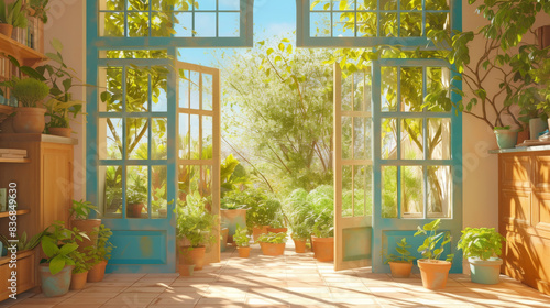 The entrance of the door of the sun -filled room