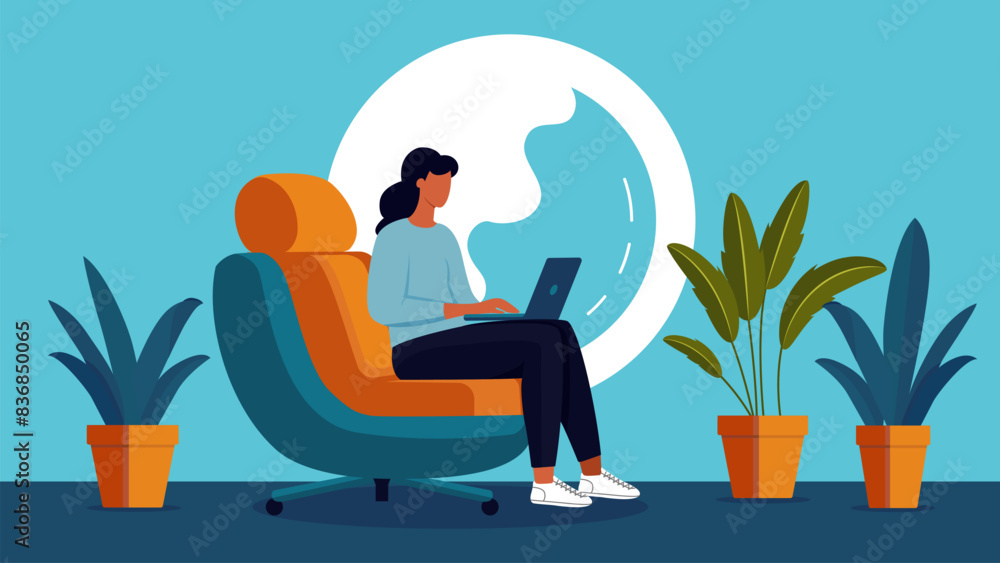 Girl working at home with a laptop 2D cartoon character. Isolated vector outline of a man. Remote work flat spots illustration Girl working at home with a laptop 2D cartoon character. Isolated vector outline of a man. Remote work flat spots illustration