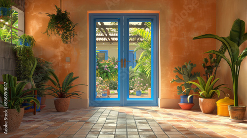 The entrance of the door of the sun -filled room