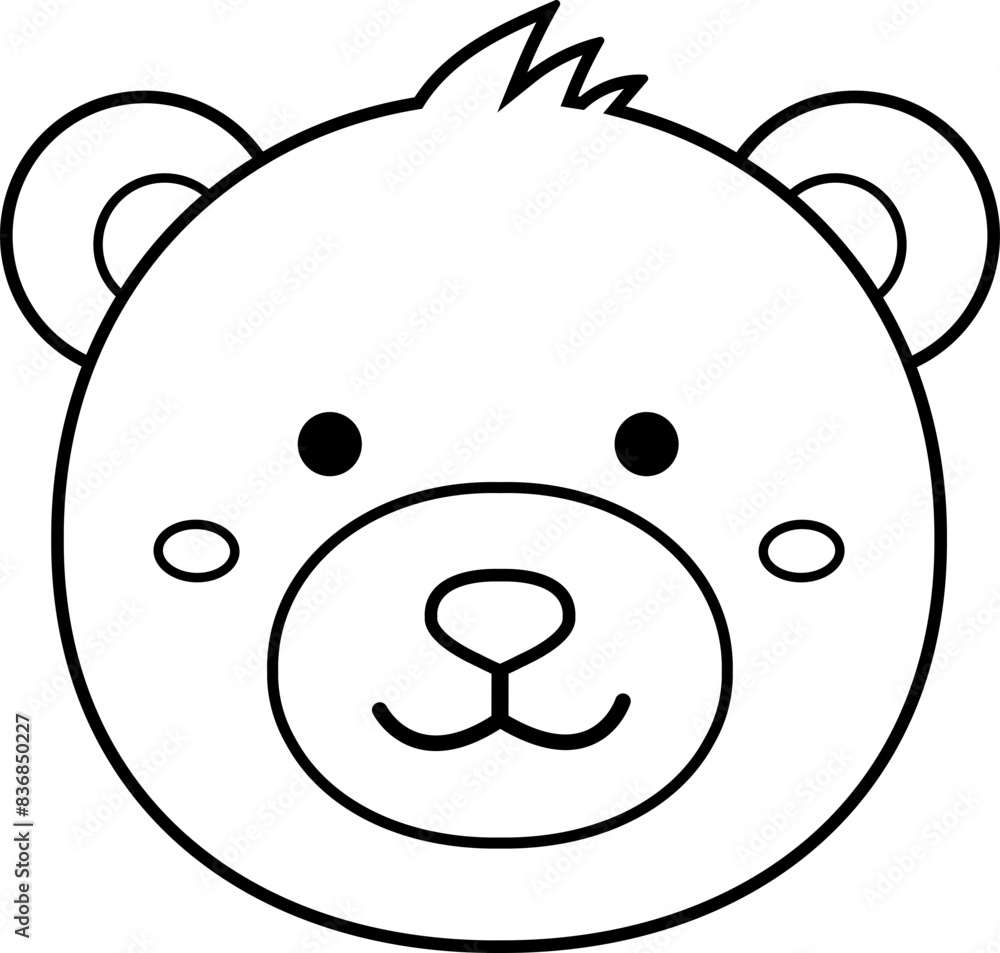 Obraz premium bear head outline vector. bear head coloring drawing.