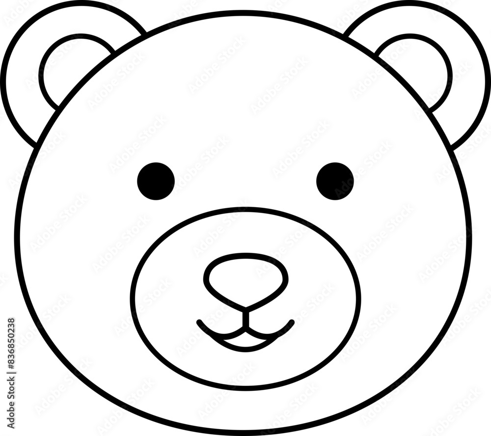 Obraz premium bear head outline vector. bear head coloring drawing.