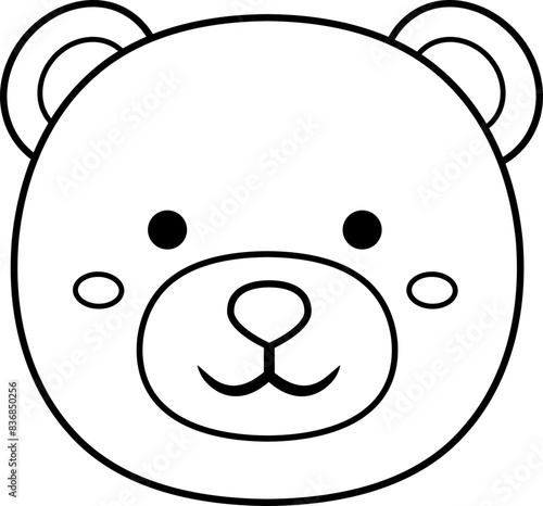 bear head outline vector.
bear head coloring drawing.