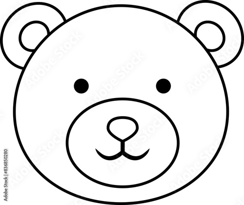 bear head outline vector.
bear head coloring drawing.