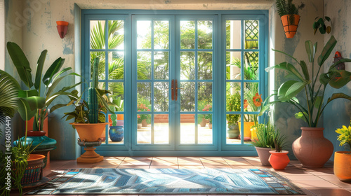 The entrance of the door of the sun -filled room