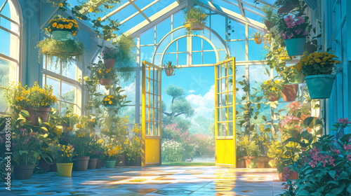 Sprinkling glass greenhouse