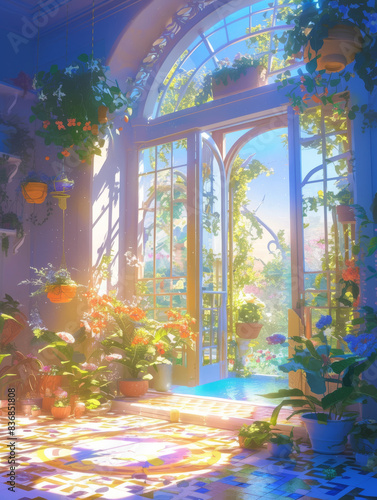 Sprinkling glass greenhouse