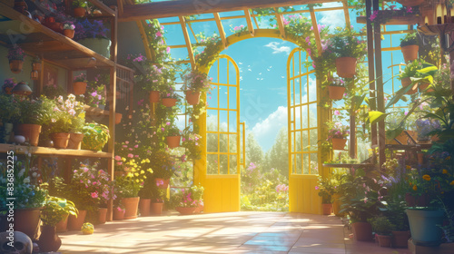 Sprinkling glass greenhouse