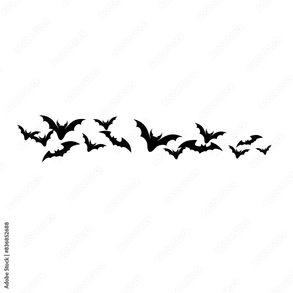 Fototapeta premium Halloween silhouettes flying bats pattern line