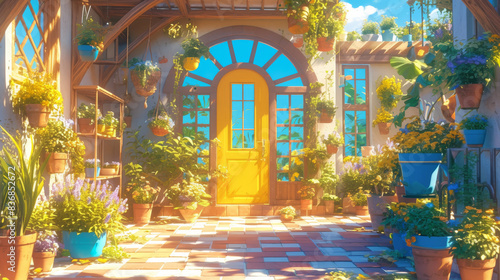 Sprinkling glass greenhouse