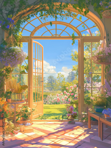 Sprinkling glass greenhouse