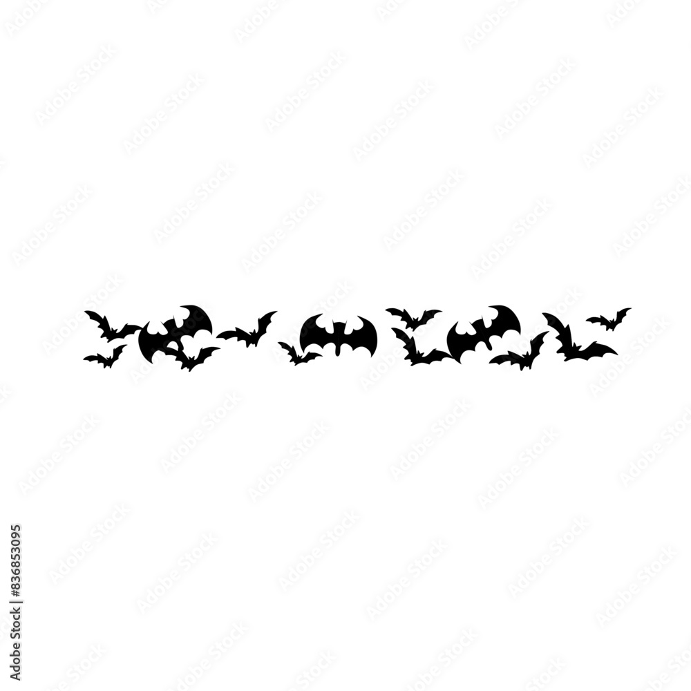 Halloween silhouettes flying bats pattern line Halloween silhouettes flying bats pattern line