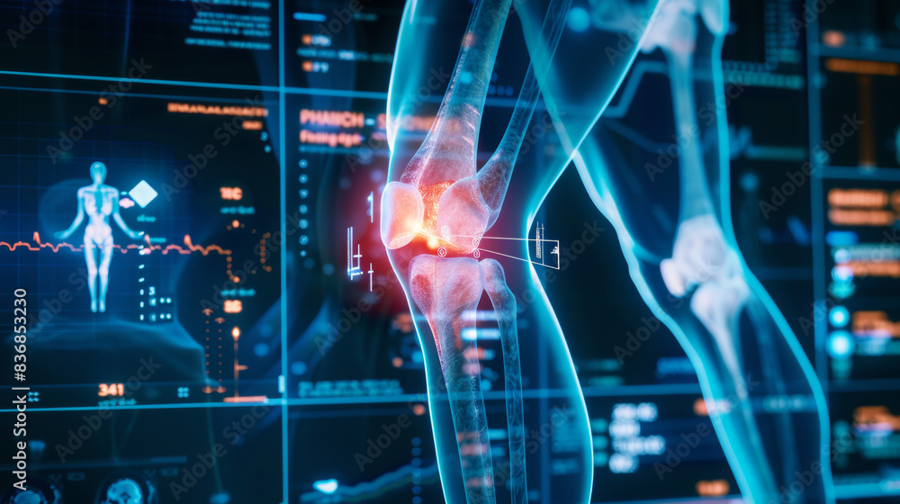 A knee beeing scanned , Rx, medical motion graphics A knee beeing scanned , Rx, medical motion graphics