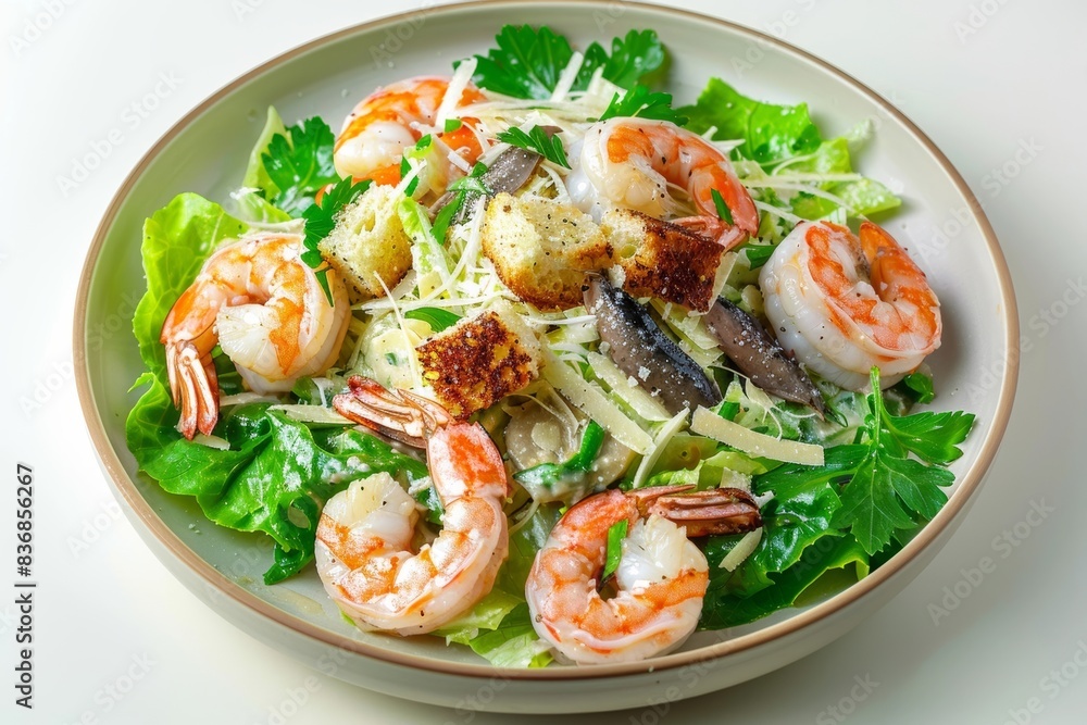Extravagant Caesar Salad with Shrimp and Anchovy Flavors Extravagant Caesar Salad with Shrimp and Anchovy Flavors