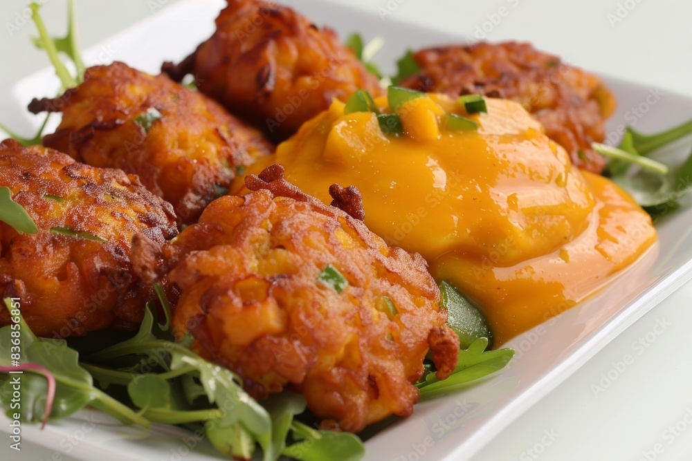 Tropical Delight: Calabaza Fritters with Mango-Sour Orange Sauce Tropical Delight: Calabaza Fritters with Mango-Sour Orange Sauce