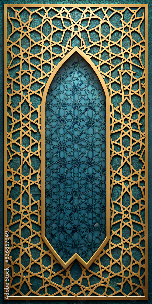 Obraz premium different window shapes oriental muslim style colorful ornaments bows arabic