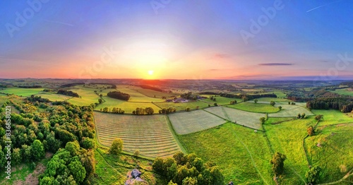 Golden Hour Over Robin Hood's Stride, Harthill Moor, Drone Photography, Peak District National Park, Derbyshire, UK photo