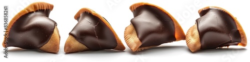 Chocolate Dipped Fortune Cookie Isolated on White Background photo