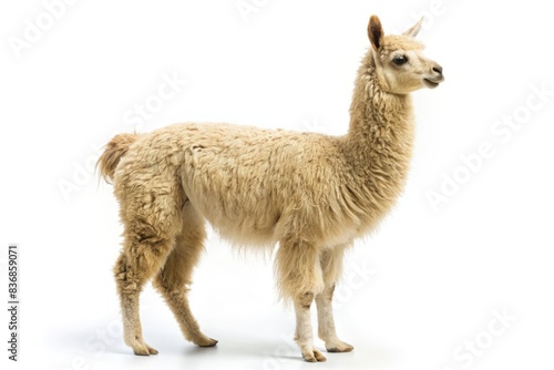 Elegant llama on white background