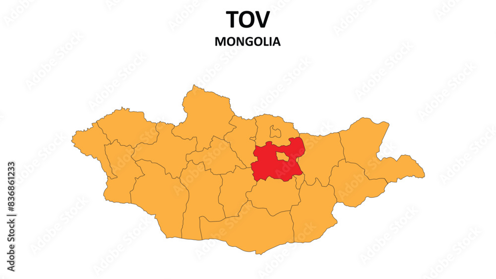Obraz premium TOV Map in Mongolia. Vector Map of Mongolia. Regions map of Mongolia.