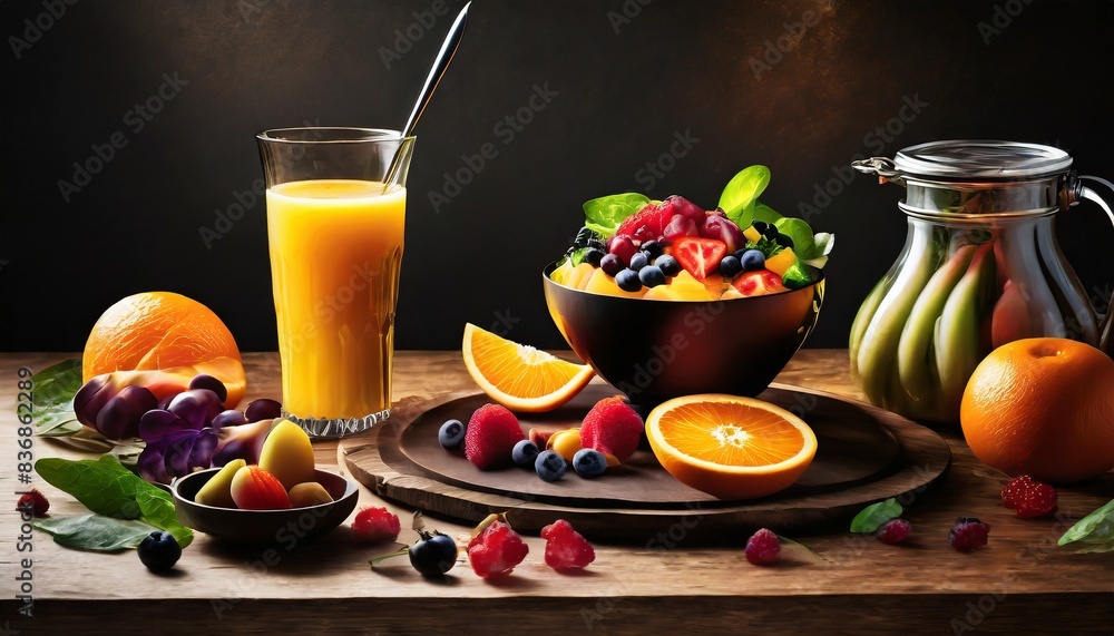 still life with fruits and juice still life with fruits and juice