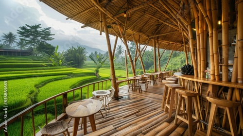 Popular bamboo in Southeast Asia s rice fields  providing a unique dining experience with sustainable energy and scenic rooftop views