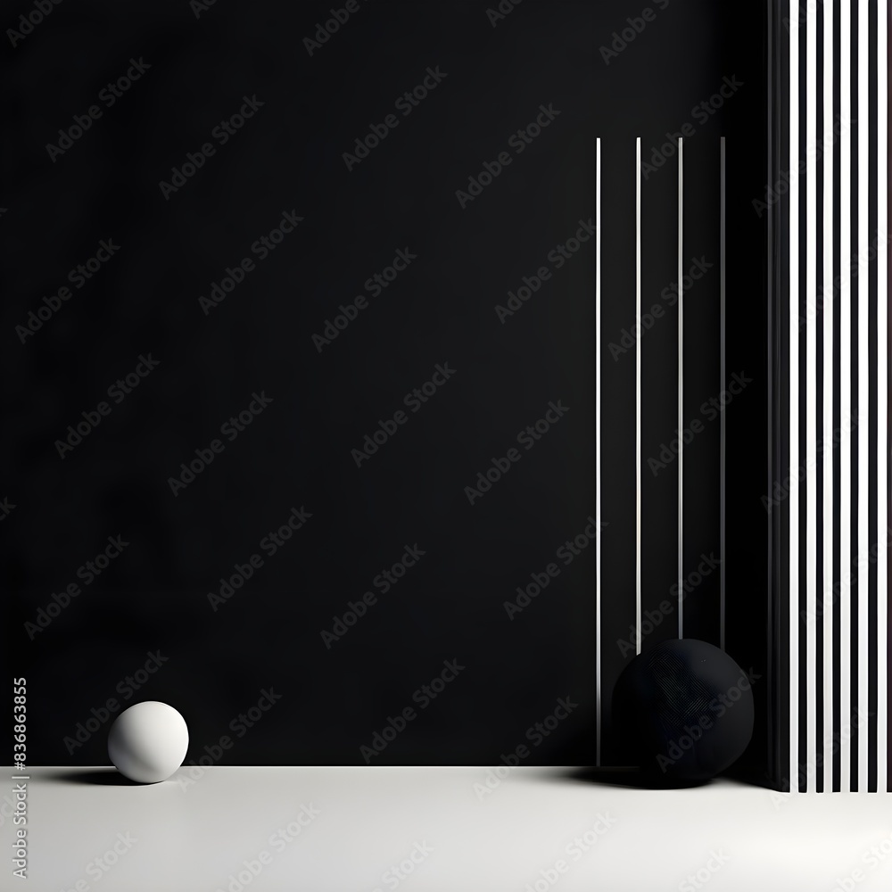 Sleek Black Luxury Product Display: Realistic 3D Illustration of White Ball, Podium, and Vase. Abstract Architectural Podium with Sophisticated Black Background for a Modern Showcase. Sleek Black Luxury Product Display: Realistic 3D Illustration of White Ball, Podium, and Vase. Abstract Architectural Podium with Sophisticated Black Background for a Modern Showcase.