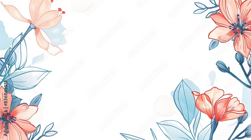 Delicate Floral Border Design with Blank Space for Mother s Day Greeting Message Delicate Floral Border Design with Blank Space for Mother s Day Greeting Message