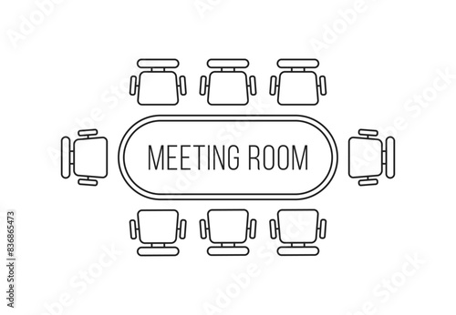 thin line meeting room or teamwork icon