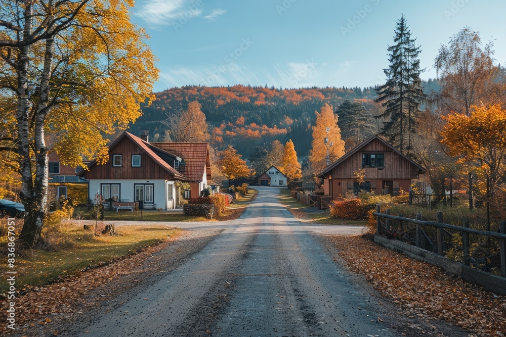 Modern Small Town with Solar Panels on 8 Houses, Sustainable and Eco-Friendly Community Living Modern Small Town with Solar Panels on 8 Houses, Sustainable and Eco-Friendly Community Living