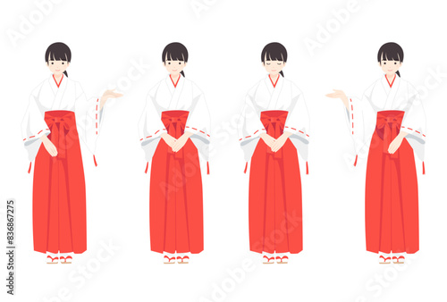 いろいろな神社の巫女さんのイラストセット