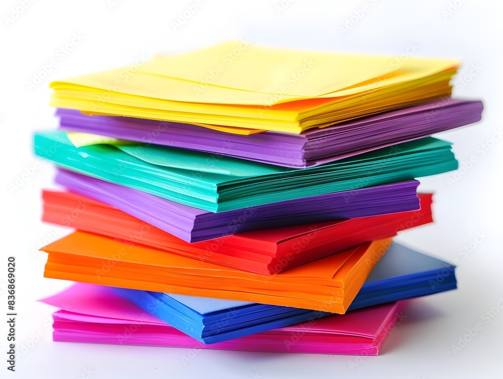Colorful Stack of Sticky Notes on White Background Colorful Stack of Sticky Notes on White Background