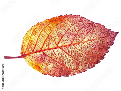 Autumn leaf isolated on transparent background.