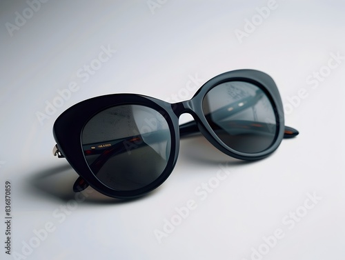 Sophisticated Black Round Sunglasses on White Backdrop