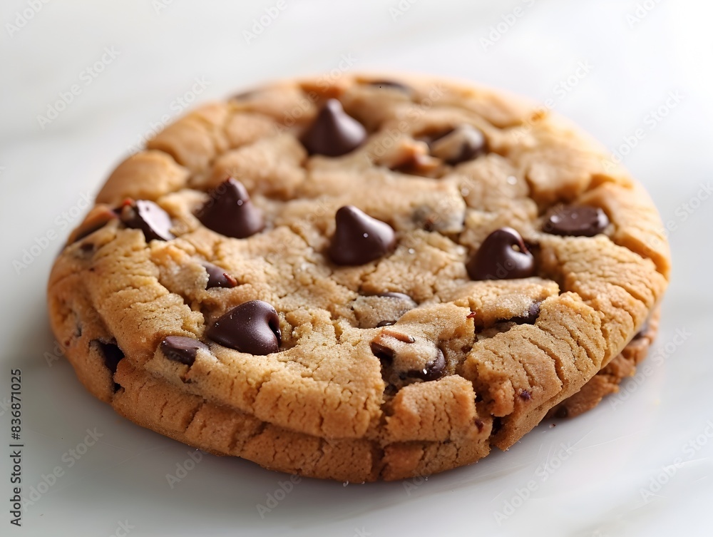 Freshly Baked Chocolate Chip Cookie on a White Background Freshly Baked Chocolate Chip Cookie on a White Background