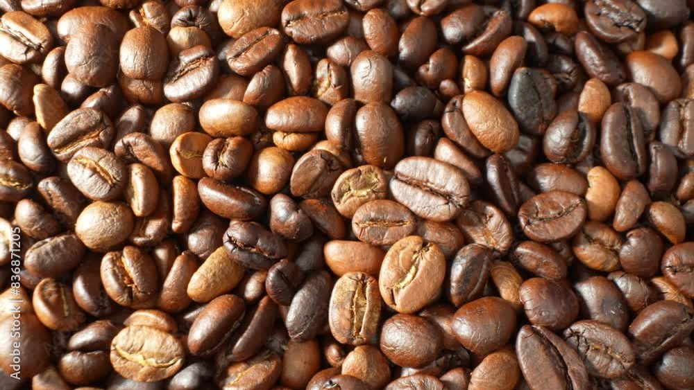 A mesmerizing close-up captures the essence of roasted coffee beans: their deep, glossy brown hue reflects expert roasting. Cracks reveal their robust flavor, promising a rich, aromatic brew.
A mesmerizing close-up captures the essence of roasted coffee beans: their deep, glossy brown hue reflects expert roasting. Cracks reveal their robust flavor, promising a rich, aromatic brew.