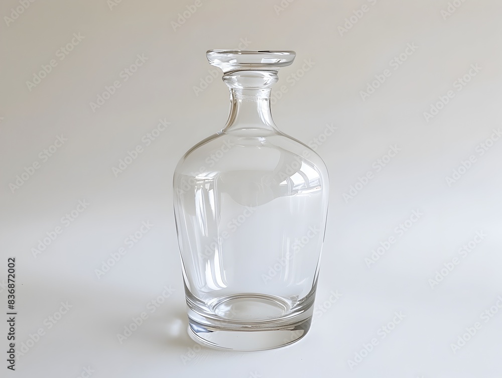 A Transparent Glass Bottle on a Pristine White Background A Transparent Glass Bottle on a Pristine White Background