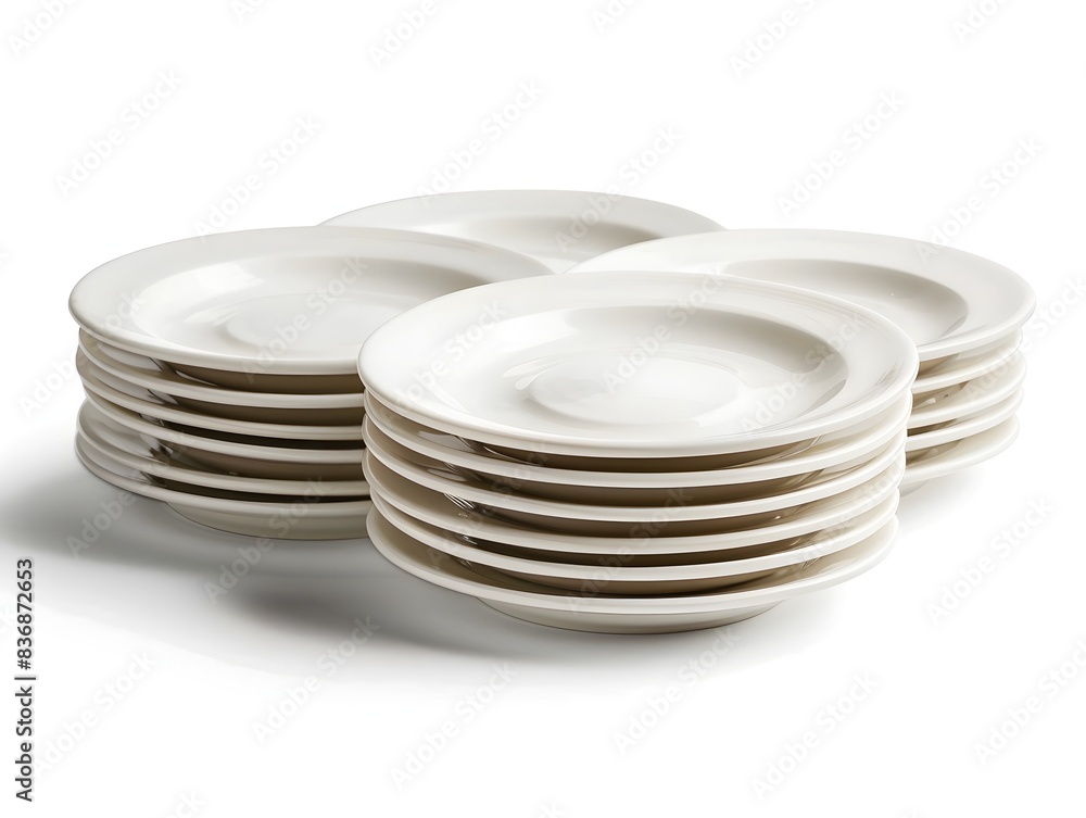 A Stack of White Saucers on a Minimalist Background A Stack of White Saucers on a Minimalist Background